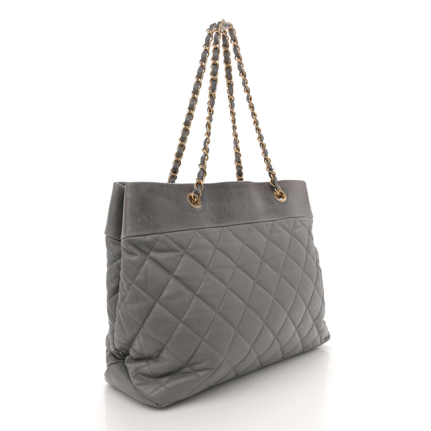 Calfskin Quilted Large Soft Elegance Tote Grey