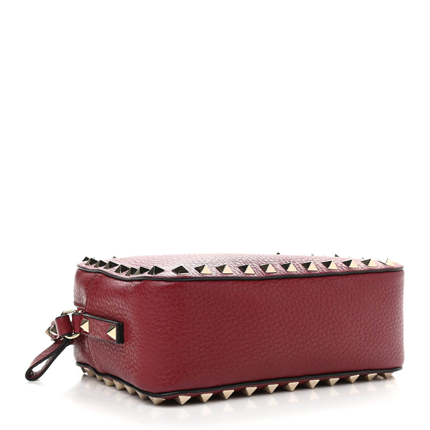 Pebbled Calfskin Rockstud Camera Crossbody Bag Rubino
