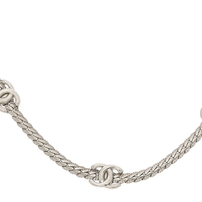 Chanel Metal CC Short Chain Necklace Silver 5 of 6