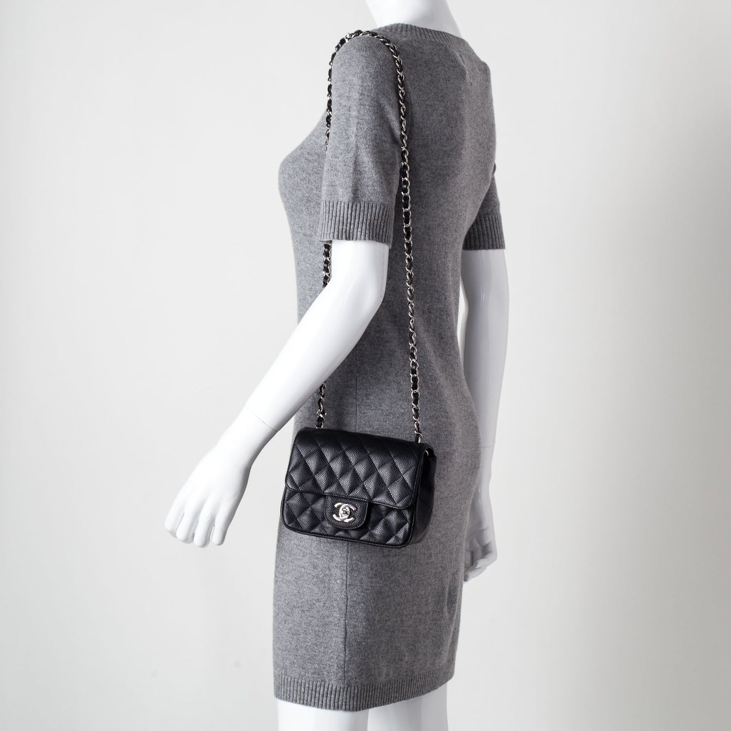 Caviar Quilted Mini Flap Black SHW