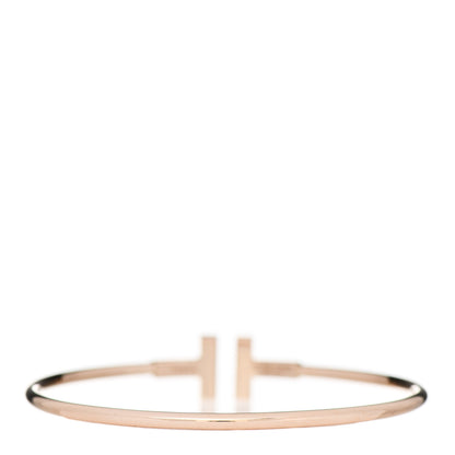 Tiffany 18K Rose Gold Diamond Mother of Pearl T Wire Bracelet 2 of 4
