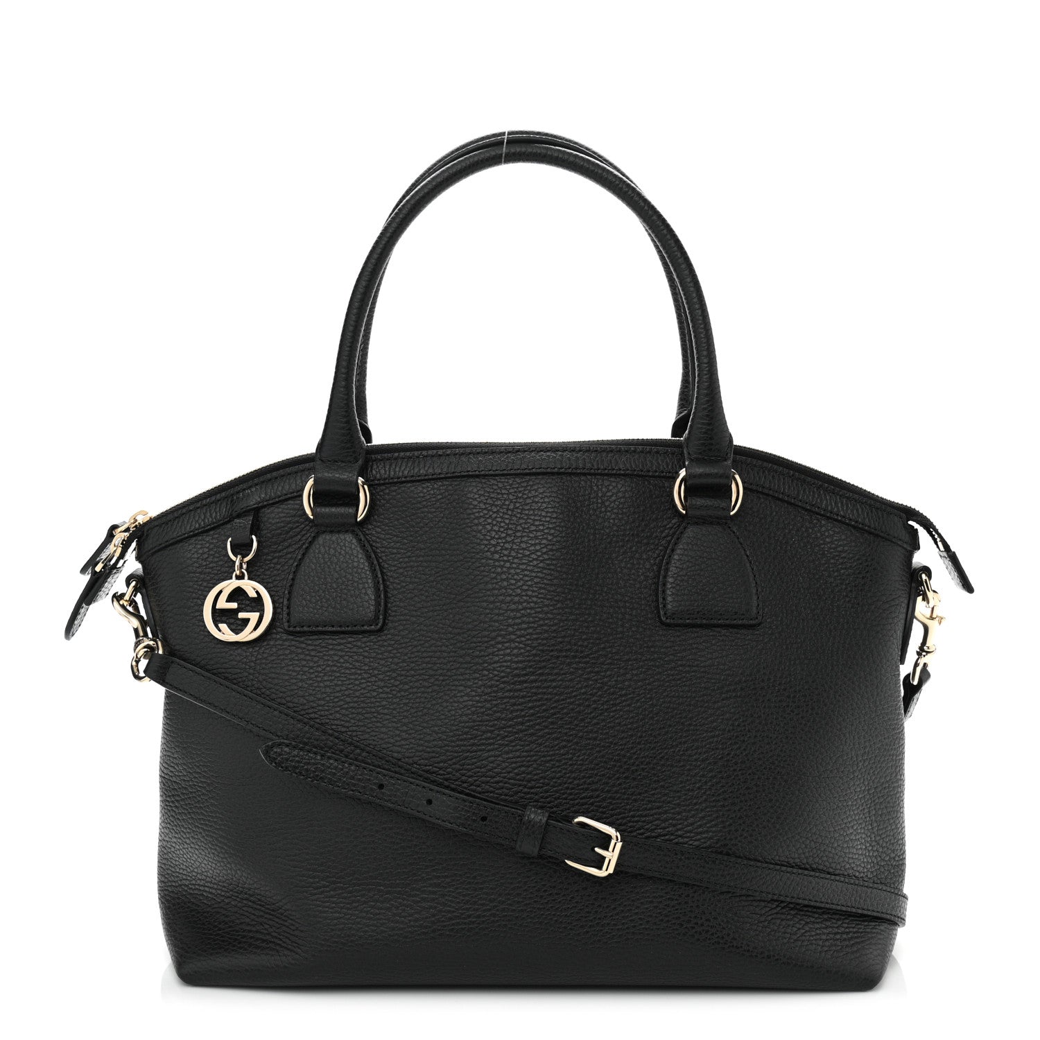 Gucci Dollar Calfskin GG Charm Dome Satchel Orange Black 1 of 10