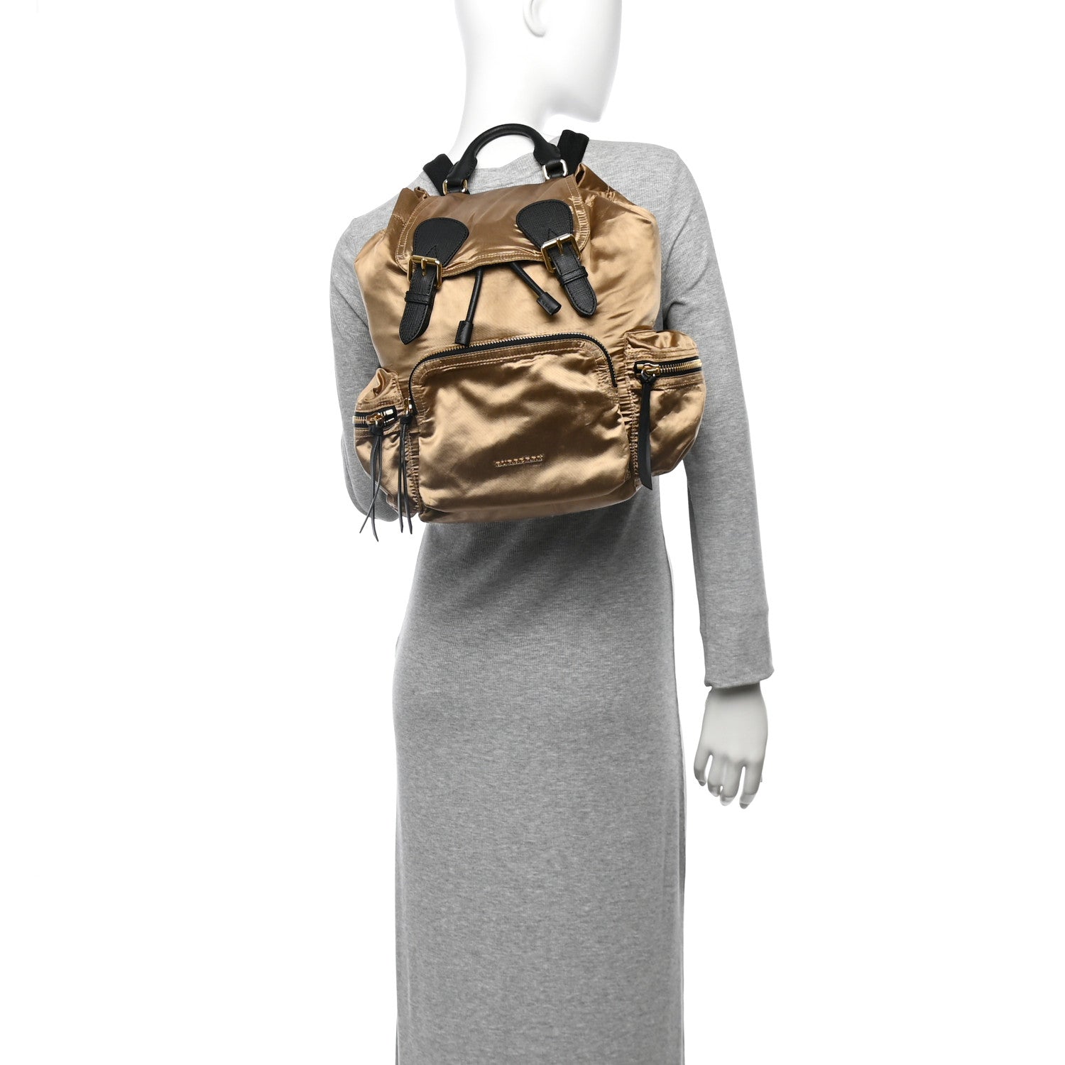 Burberry Metallic Satin Nylon Medium Rucksack Backpack Gold 2 of 13