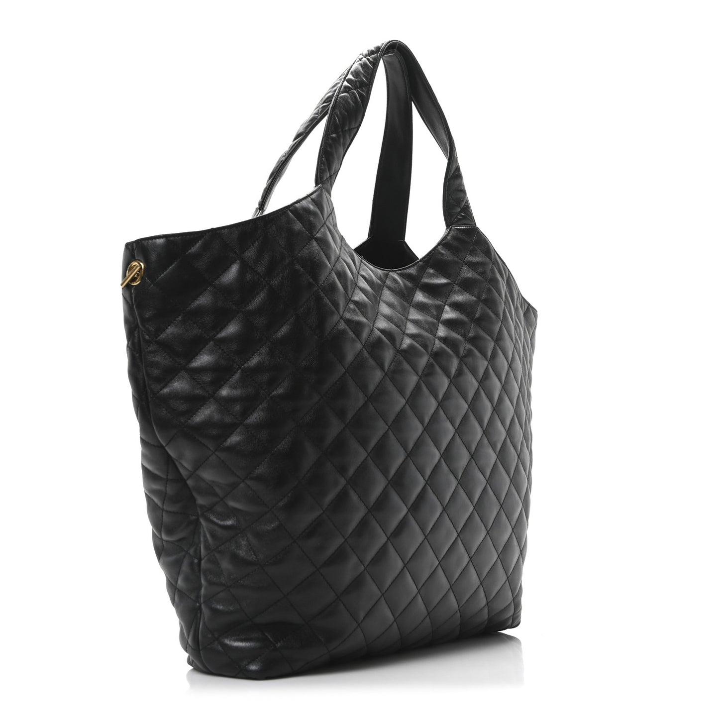 Lambskin Quilted Maxi Icare Shopping Tote Black