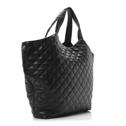 Saint Laurent Lambskin Quilted Maxi Icare Shopping Tote Black 4 of 10