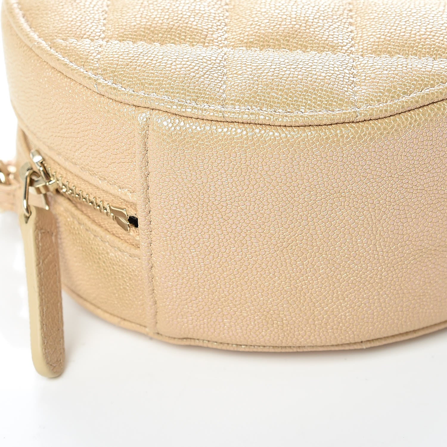 Chanel Iridescent Caviar Quilted Round Clutch With Chain Beige 5 of 9