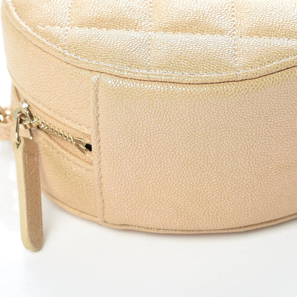 Chanel Iridescent Caviar Quilted Round Clutch With Chain Beige 5 of 9
