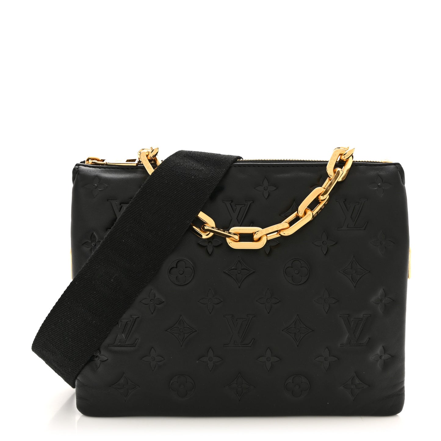 Lambskin Embossed Monogram Coussin PM Black