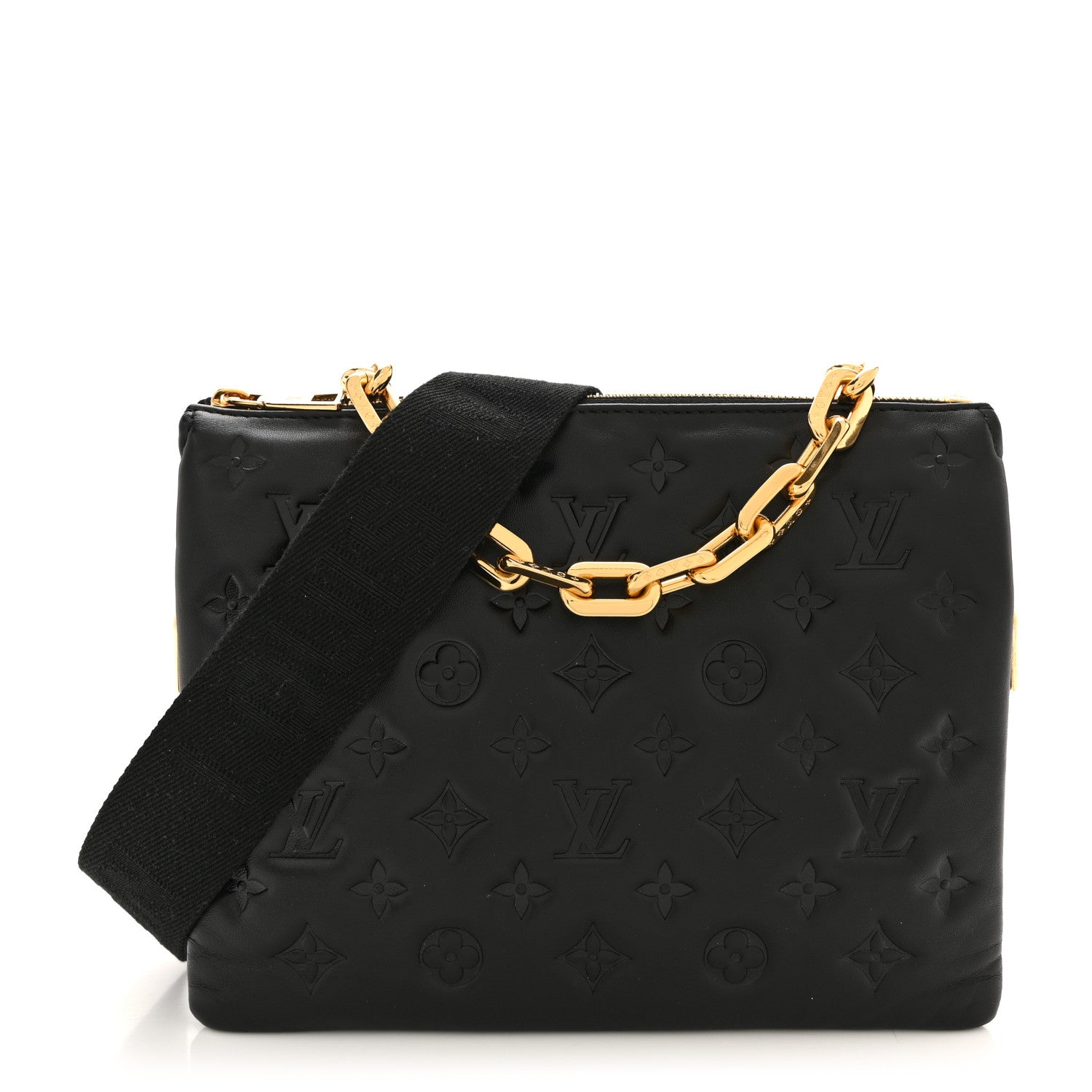 Louis Vuitton Lambskin Embossed Monogram Coussin PM Black 1 of 12