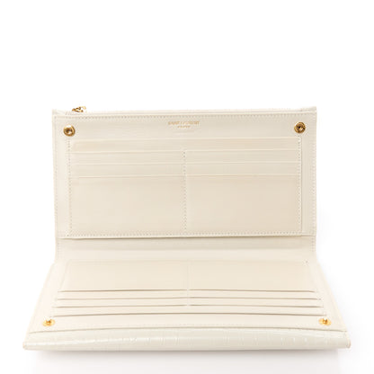 Saint Laurent Calfskin Crocodile Embossed Monogram Uptown Wallet Crema Soft 9 of 15