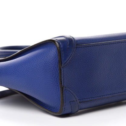 Celine Drummed Calfskin Nano Luggage Indigo 6 of 9