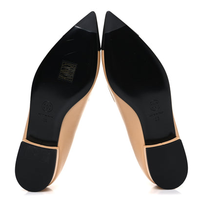 Chanel Shiny Lambskin Grosgrain Pointed Toe CC Ballet Flats 36 Beige Black 7 of 11
