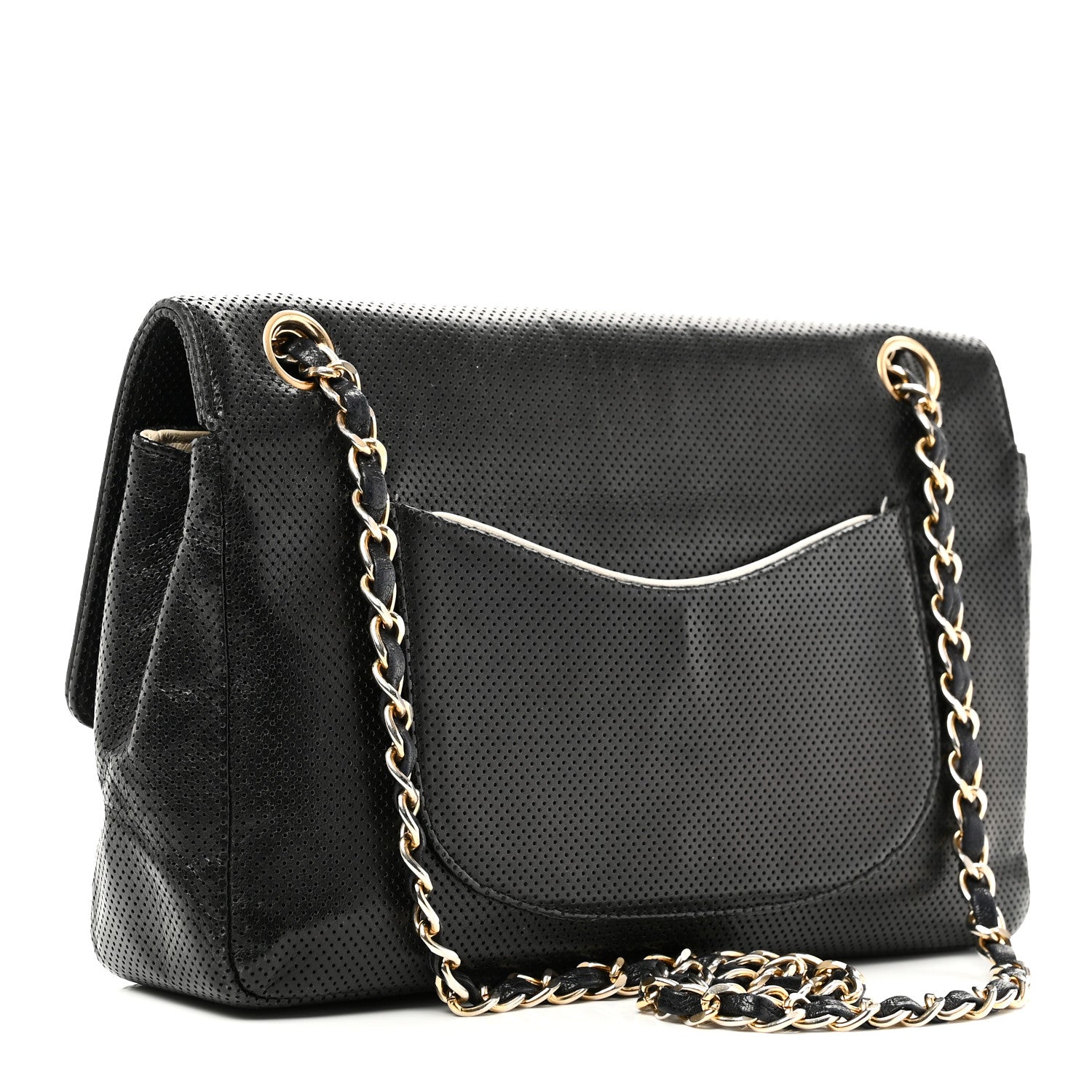 Chanel Lambskin Perforated Medium Single Flap Bag Black White 3 of 10