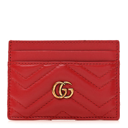 Gucci Calfskin Matelasse GG Marmont Card Holder Hibiscus Red 1 of 5