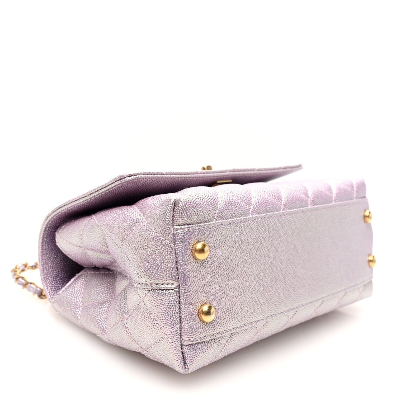 Chanel Metallic Caviar Quilted Mini Coco Handle Flap Light Pink 4 of 11