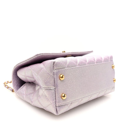 Chanel Metallic Caviar Quilted Mini Coco Handle Flap Light Pink 4 of 11