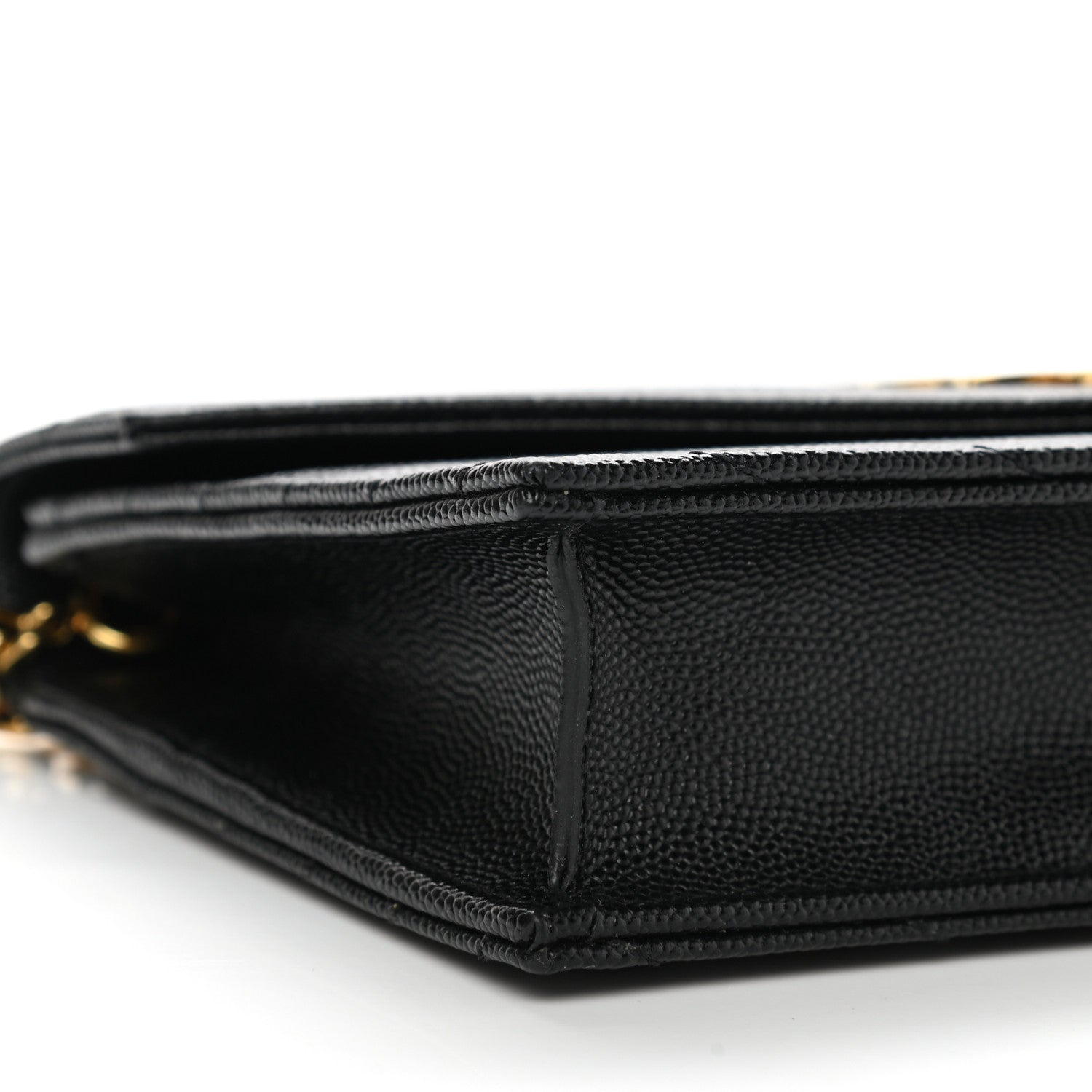 Saint Laurent Grain De Poudre Matelasse Chevron Monogram Envelope Chain Wallet Black 9 of 11