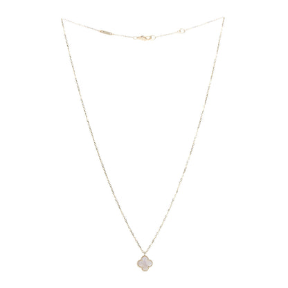 Van Cleef & Arpels 18K Yellow Gold Mother of Pearl Sweet Alhambra Pendant Necklace 3 of 6