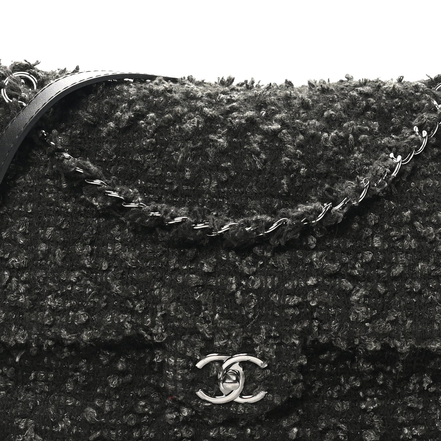Tweed Maxi Single Flap Black Grey