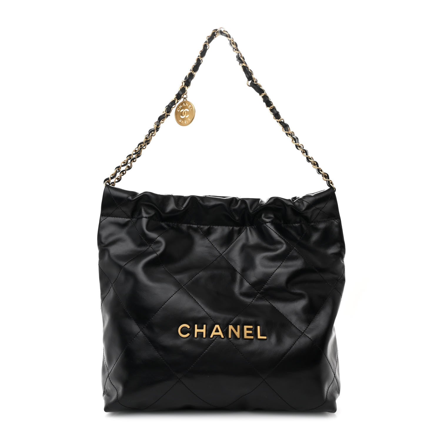 Chanel Shiny Calfskin Quilted Small Chanel 22 Black 1 of 12