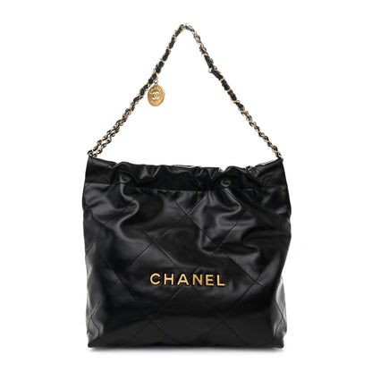Chanel Shiny Calfskin Quilted Small Chanel 22 Black 1 of 12