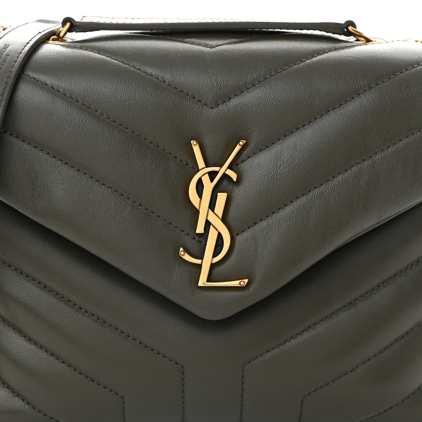 Calfskin Y Quilted Monogram Small Loulou Chain Satchel Pebble
