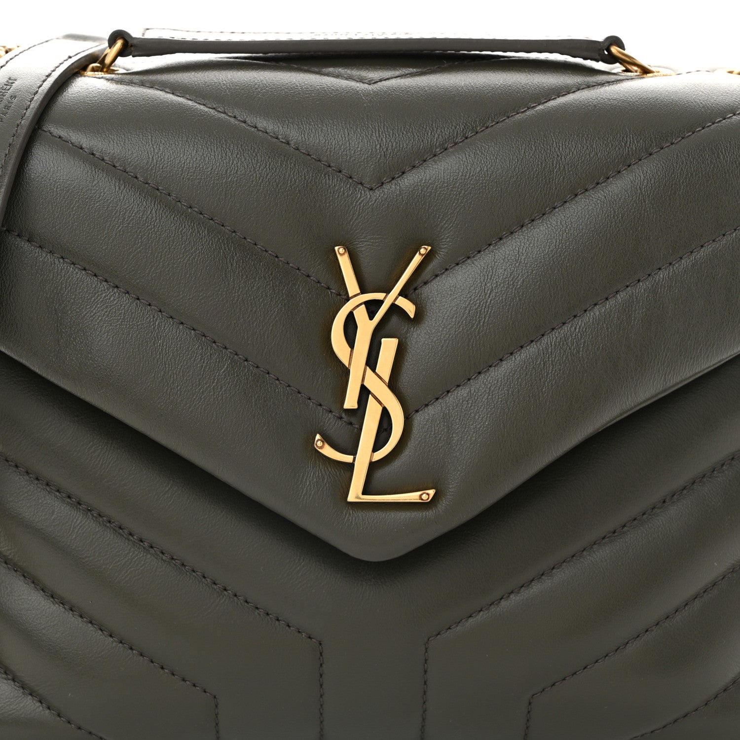 Saint Laurent Calfskin Y Quilted Monogram Small Loulou Chain Satchel Pebble 8 of 10
