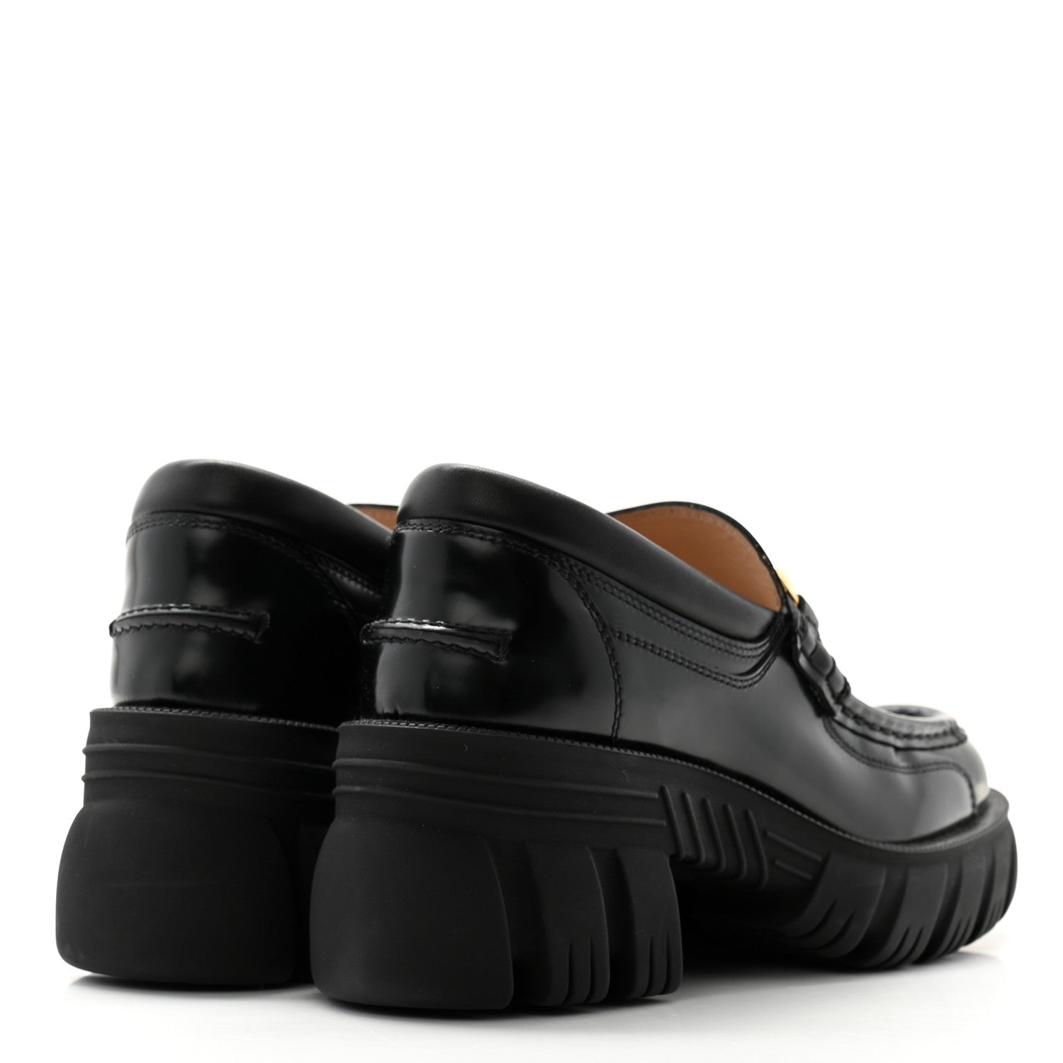 Gucci Magnum Calfskin Nappa Samoa Womens Horsebit Platform Chunky Lug Sole 40mm Loafers 35 Black 4 of 7