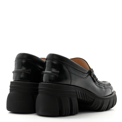 Gucci Magnum Calfskin Nappa Samoa Womens Horsebit Platform Chunky Lug Sole 40mm Loafers 35 Black 4 of 7