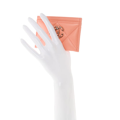 Chanel Lambskin Quilted Chanel 19 Card Holder Light Orange 2 of 8