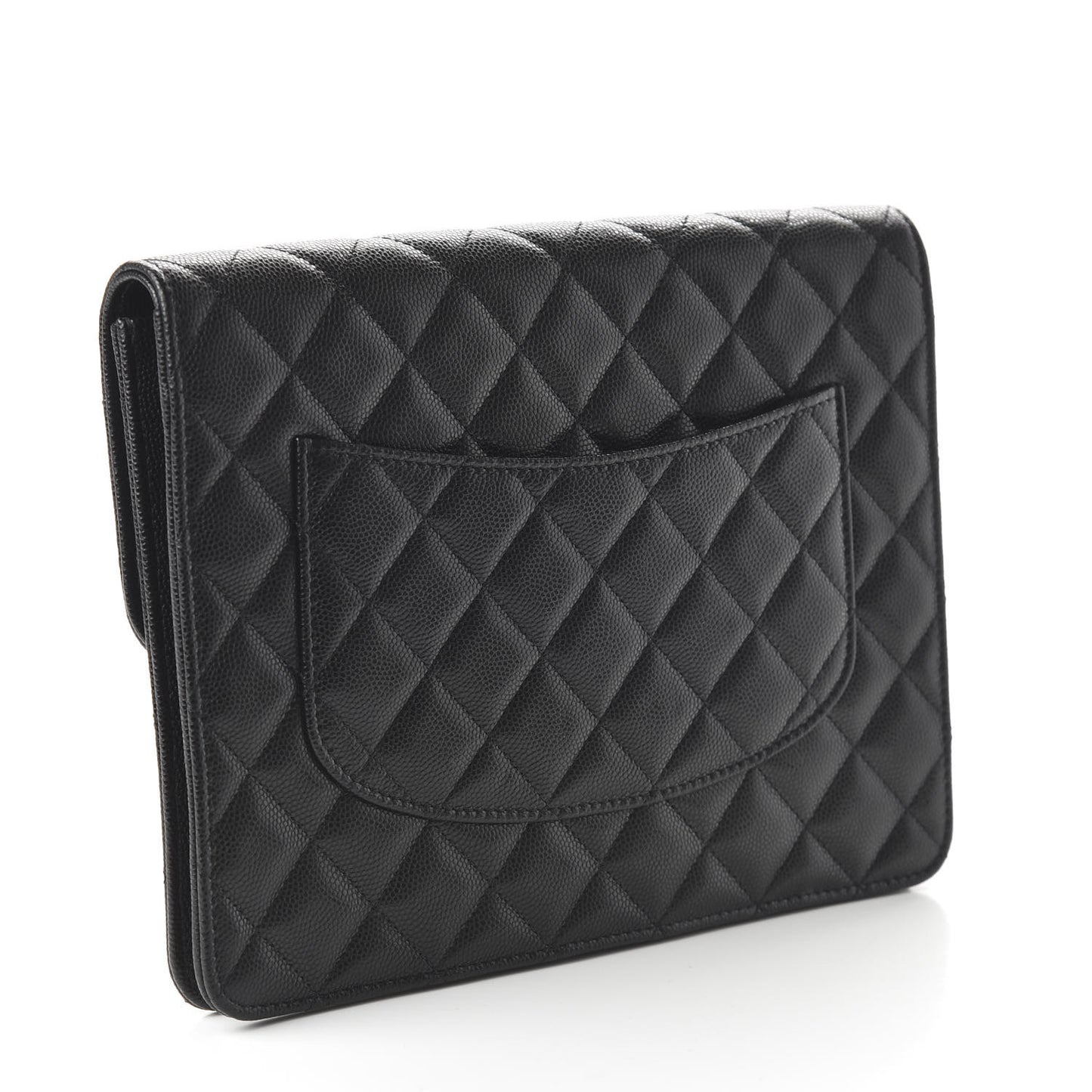 Caviar Quilted Square Flap Clutch Black