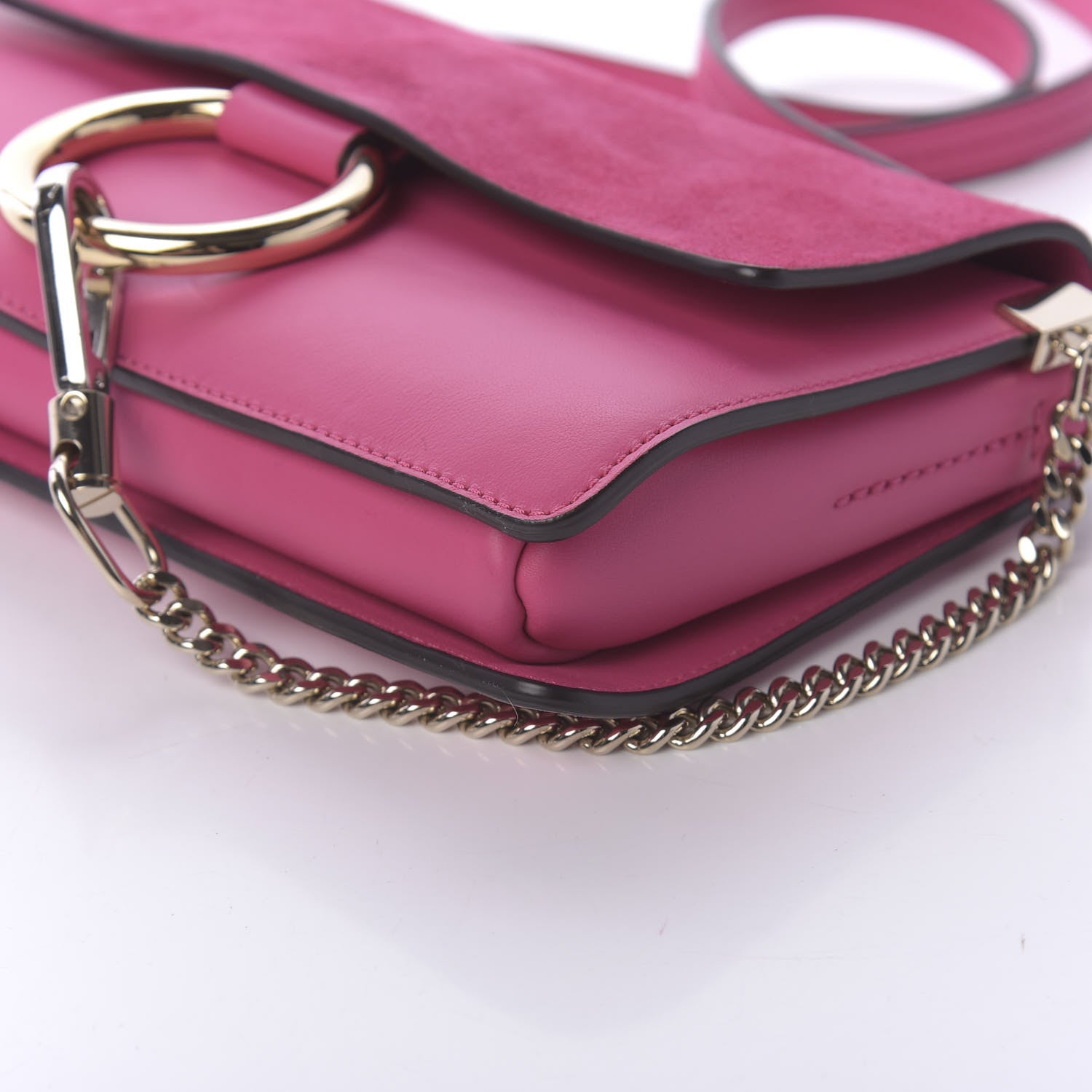 Chloe Suede Calfskin Small Faye Shoulder Bag Fuchsia Rose 6 of 9