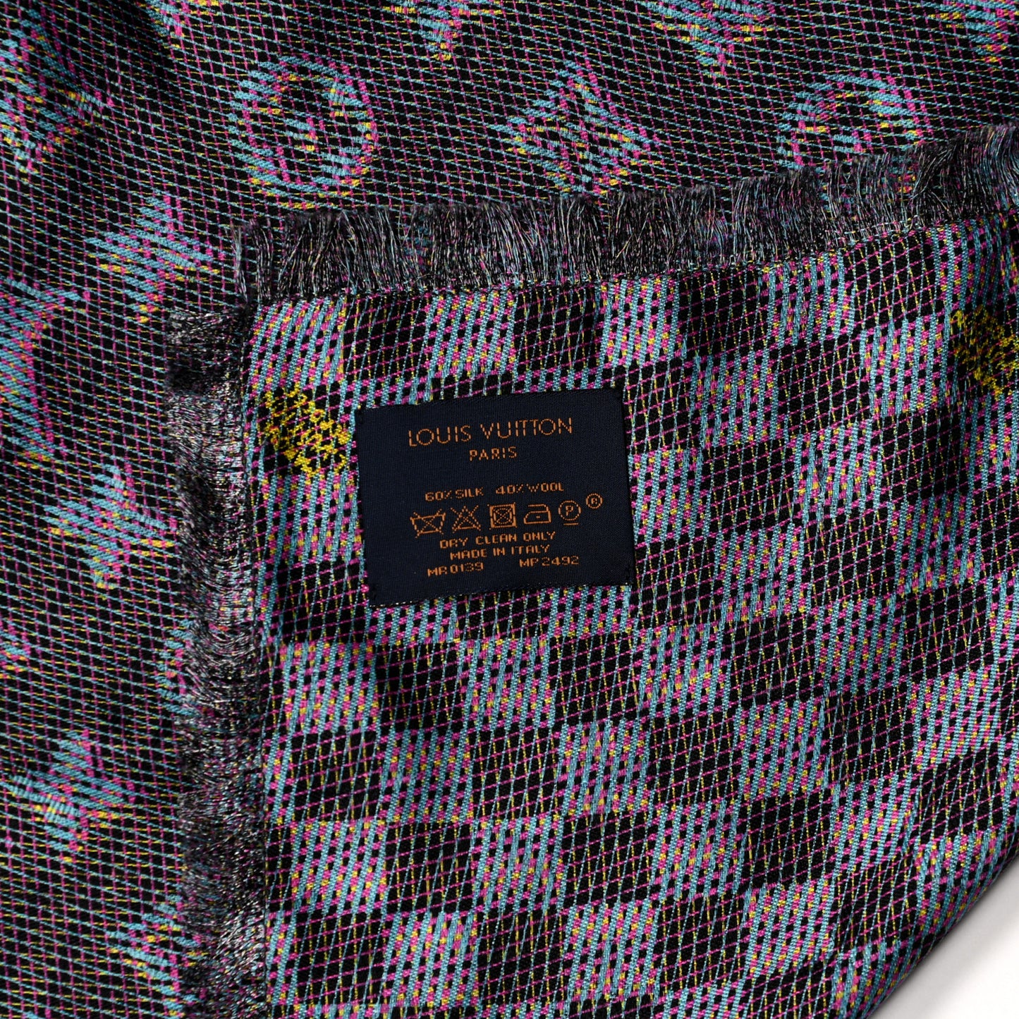 Wool Silk Monogram LV Pop Shawl Blue