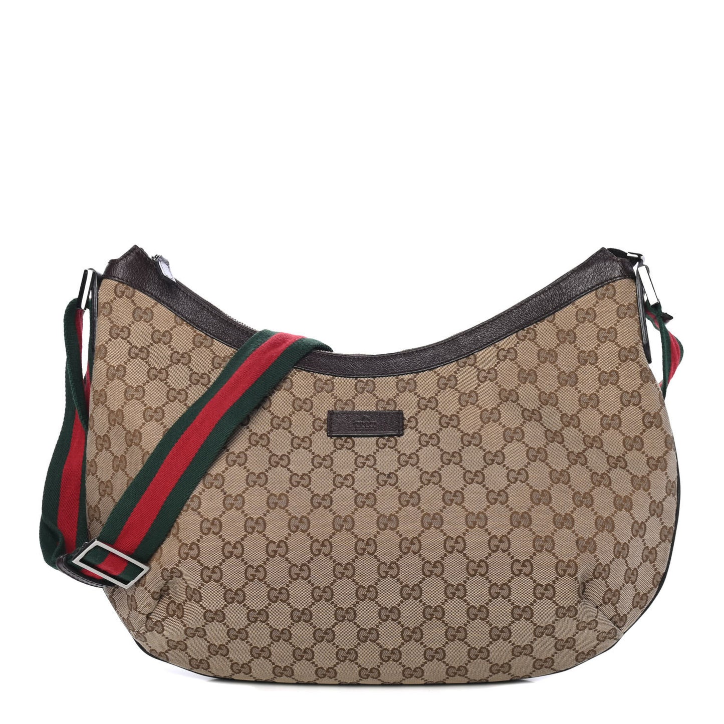Monogram Web Medium Half Moon Hobo Dark Brown