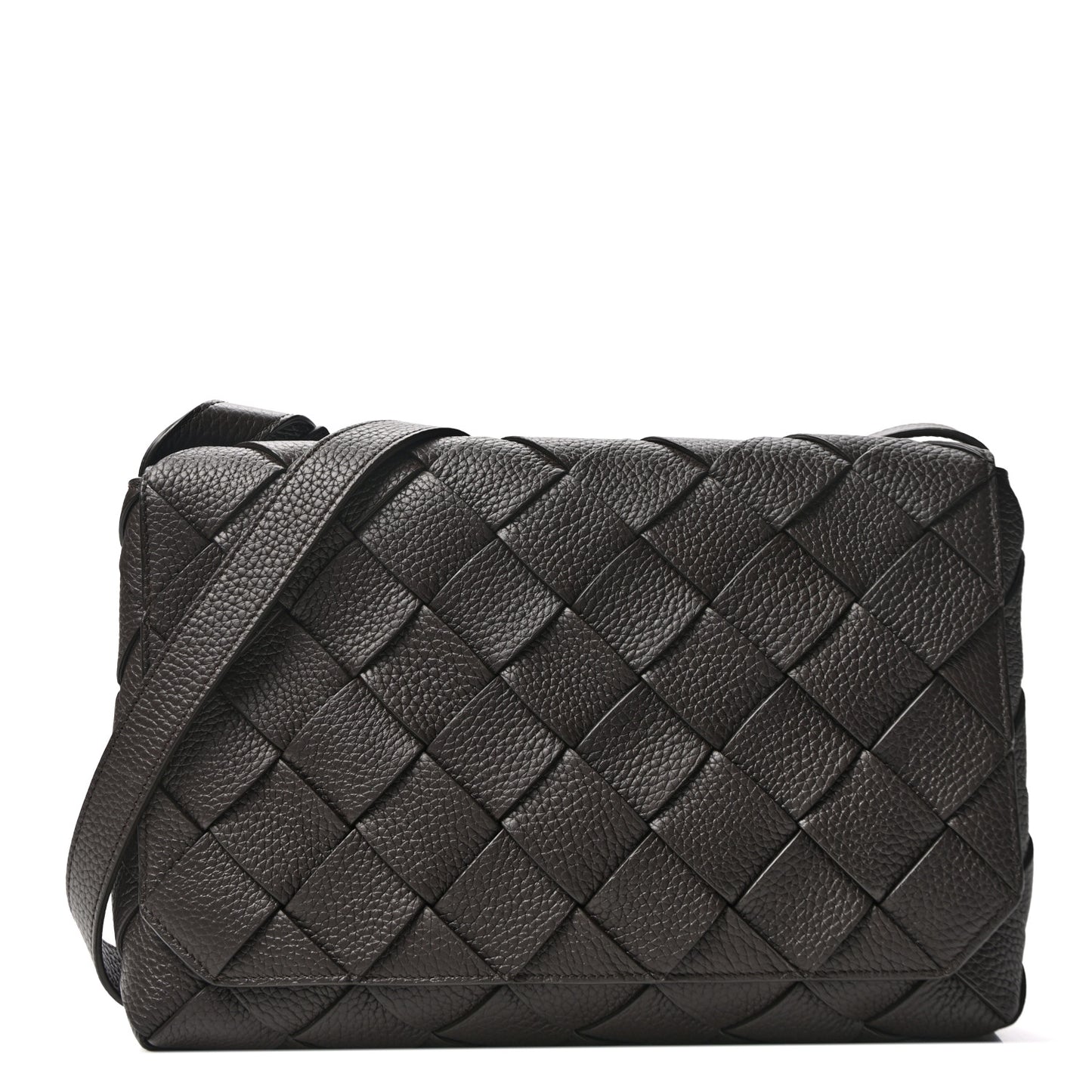 Grained Calfskin Intreccio Large Diago Crossbody Bag Fondant