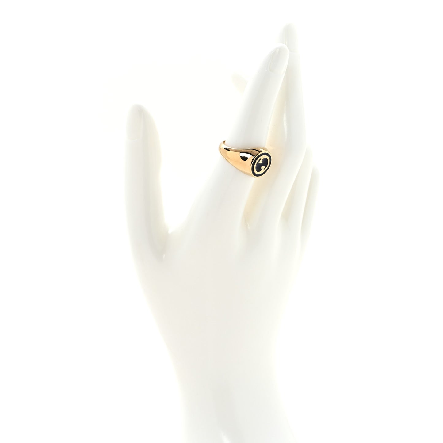 Metal Enamel Interlocking G Ring S 52 6 Gold Black