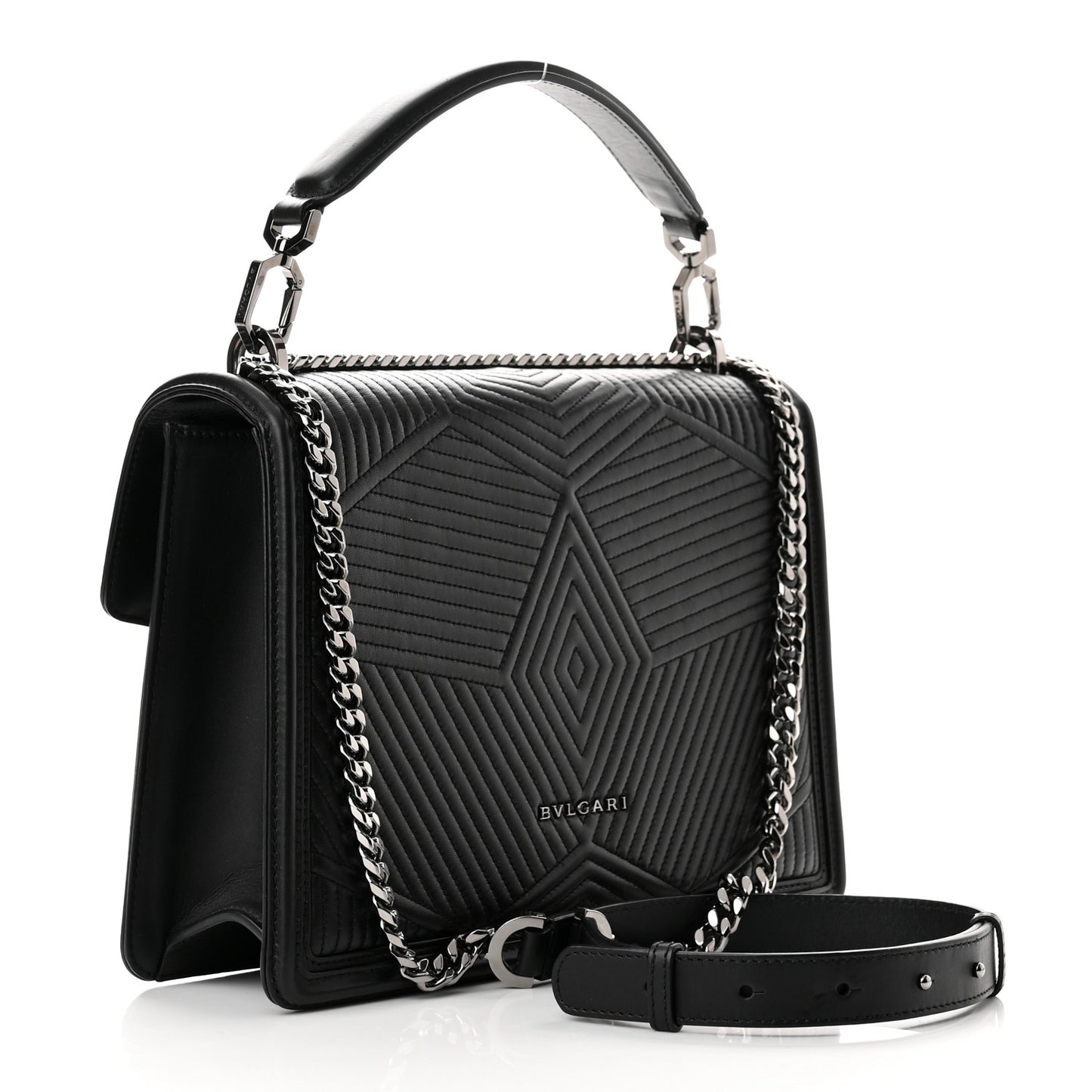 Quilted Nappa Smooth Calfskin Serpenti Forever Diamond Blast Shoulder Bag Black