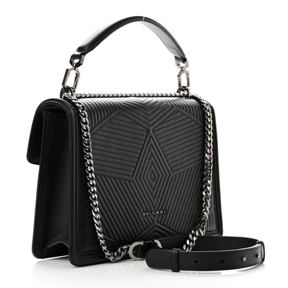 Bulgari Quilted Nappa Smooth Calfskin Serpenti Forever Diamond Blast Shoulder Bag Black 3 of 8