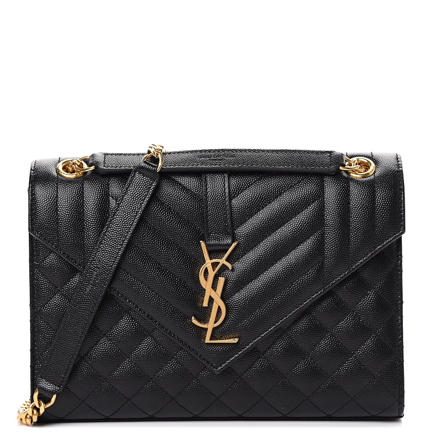 Saint Laurent Grain De Poudre Textured Mixed Matelasse Triquilt Medium Monogram Satchel Black 1 of 9