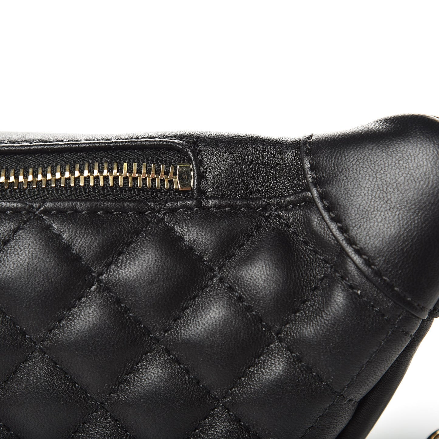 Lambskin Quilted Waist Bag Fanny Pack Black
