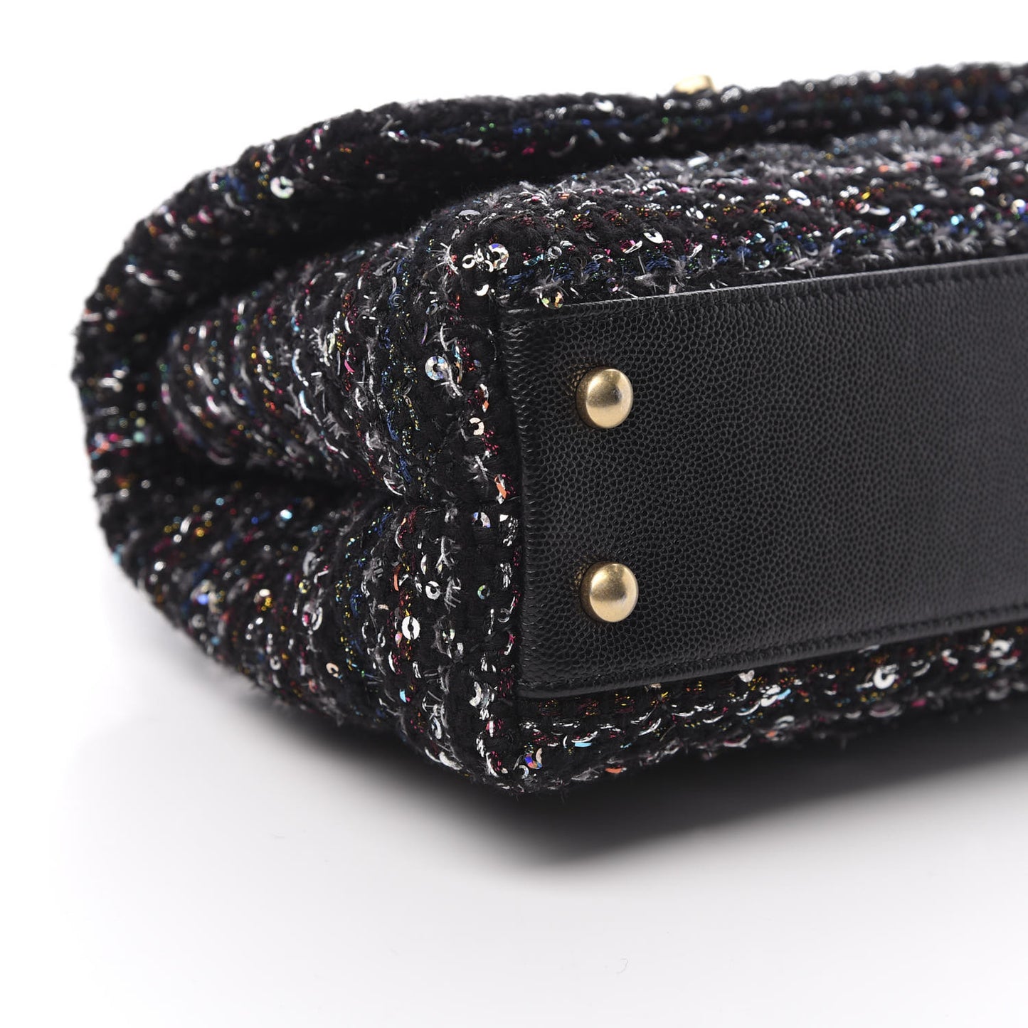Tweed Sequin Mini Coco Handle Flap Black