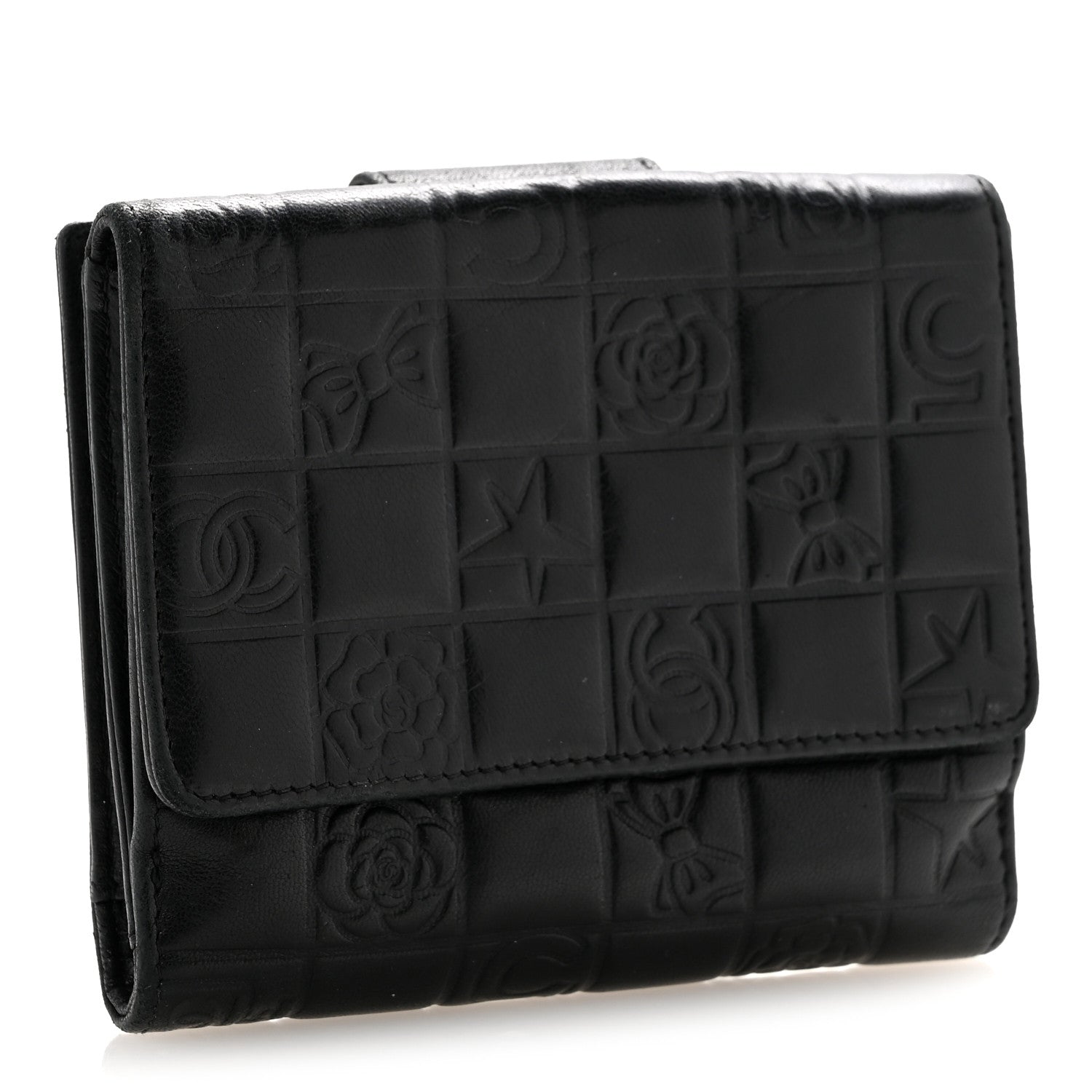 Chanel Calfskin Lucky Symbols Compact French Flap Wallet Black 3 of 12