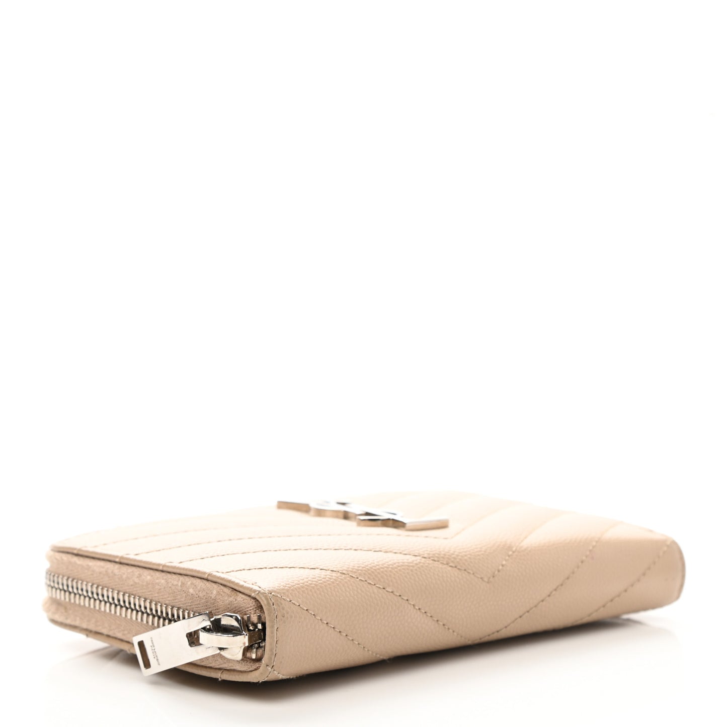 Grain De Poudre Matelasse Chevron Monogram Zip Around Wallet Beige
