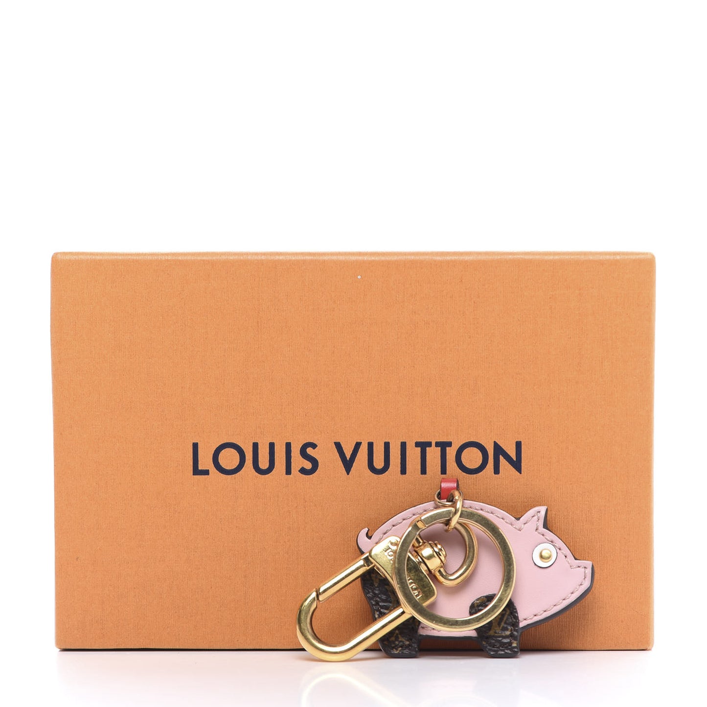 Calfskin Superstition Pig Bag Charm Key Holder Rose