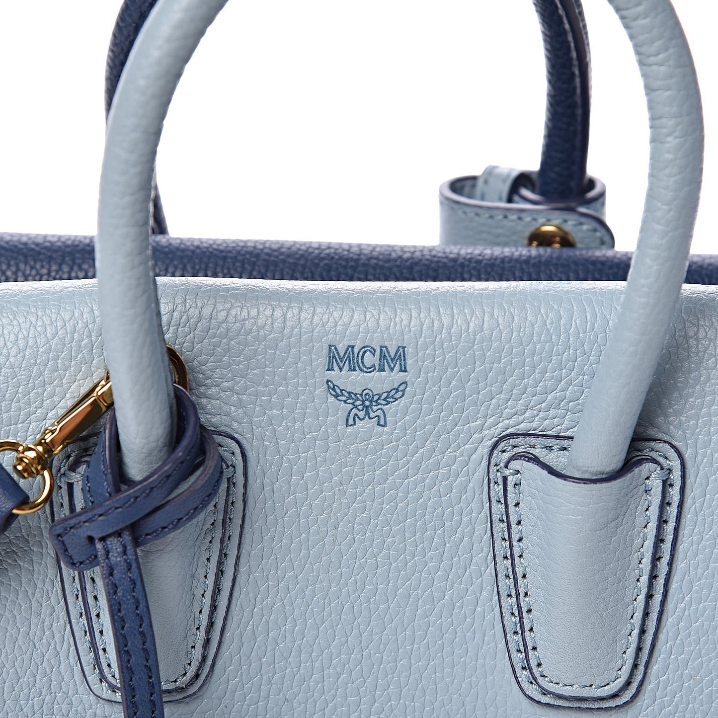 Grained Calfskin Tri-Color Mini Milla Tote Blue