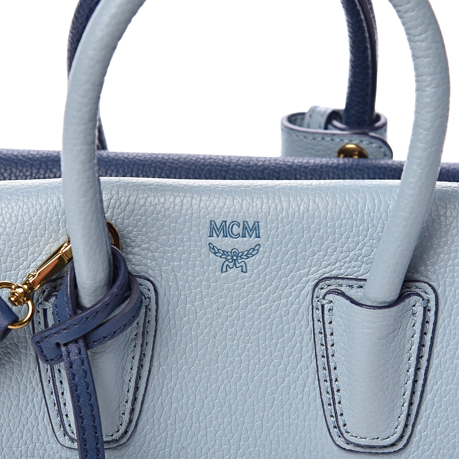 MCM Grained Calfskin Tri-Color Mini Milla Tote Blue 12 of 12