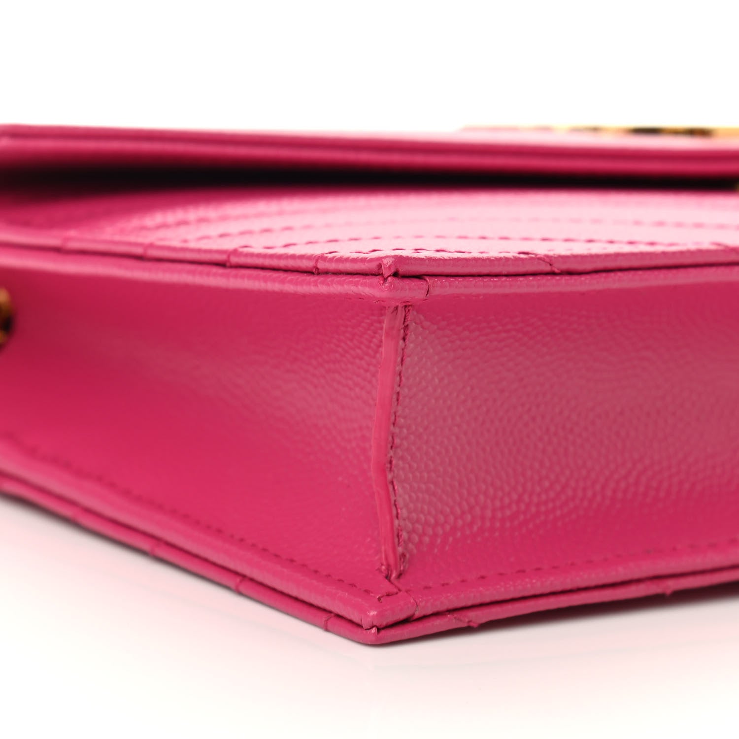 Saint Laurent Grain De Poudre Matelasse Chevron Monogram Envelope Chain Wallet Fresh Fuchsia 8 of 9
