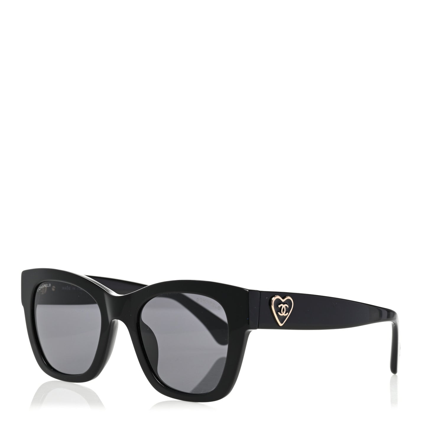 Acetate Square CC Heart Sunglasses 5478 Black