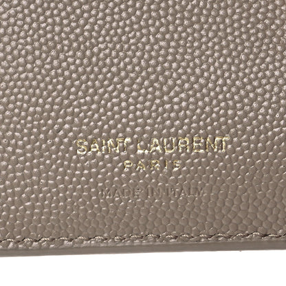 Saint Laurent Grain De Poudre Matelasse Chevron Cassandre Fragments Zipperred Bi-Fold Wallet Dark Beige 7 of 11