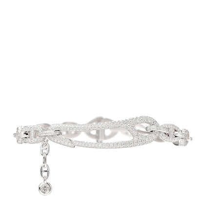 Hermes 18K White Gold Pave Diamond MM Chaine d'Ancre Punk Bracelet SH 1 of 8